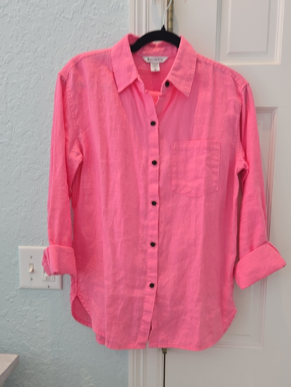 Athleta Pink Retreat Linen Button Down